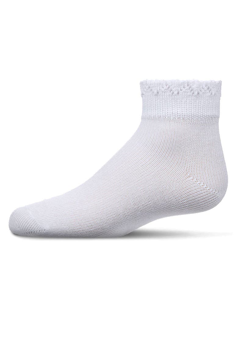 Crochet Ruffle-Trim Cotton Blend Ankle Sock, Main, color, White