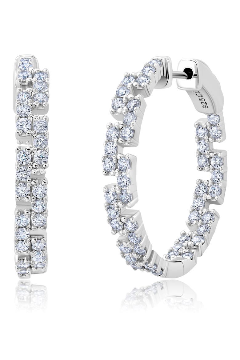 Medium Cubic Zirconia Regal Inside Out Hoop Earrings, Main, color, SILVER