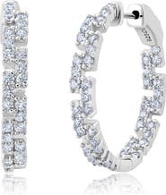 Crislu Medium Cubic Zirconia Regal Inside Out Hoop Earrings