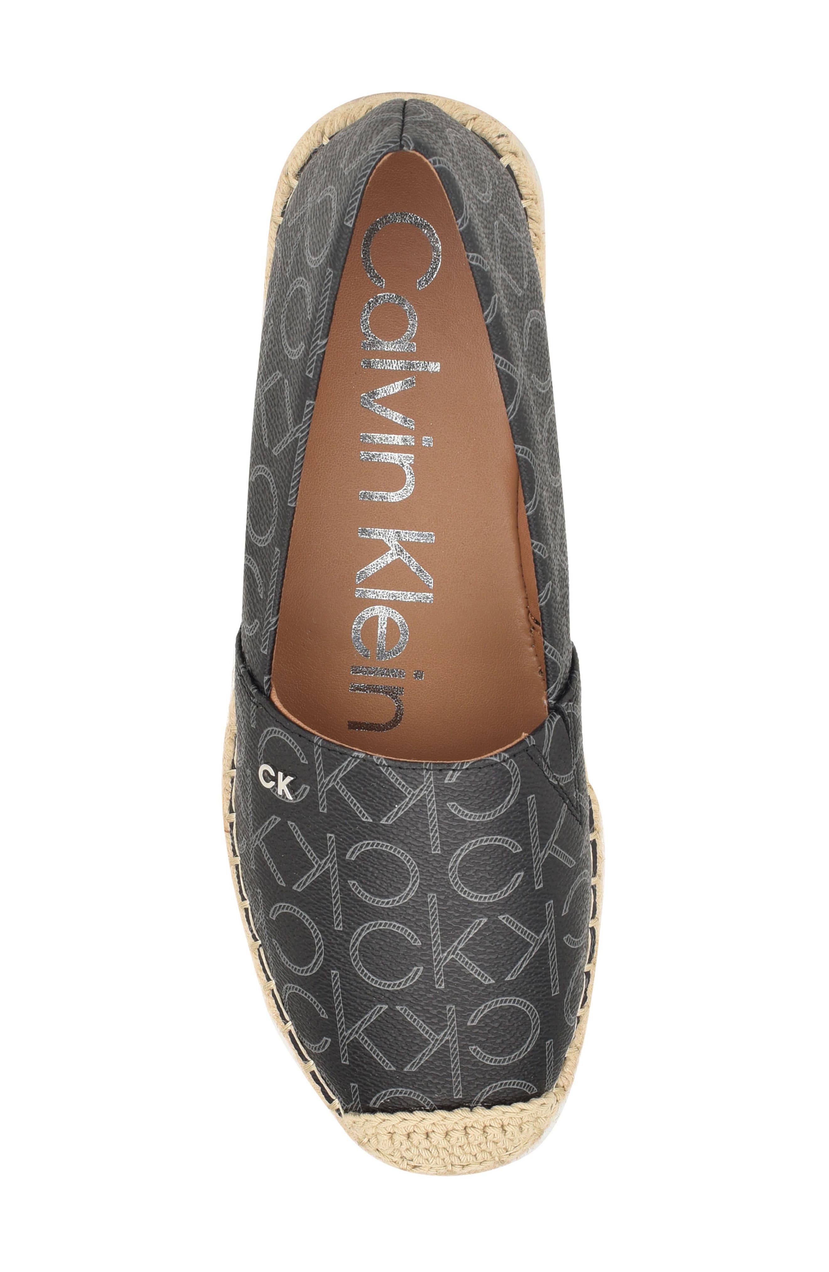 Calvin Klein Popular Espadrille Flat, Alternate, color, Black Logo