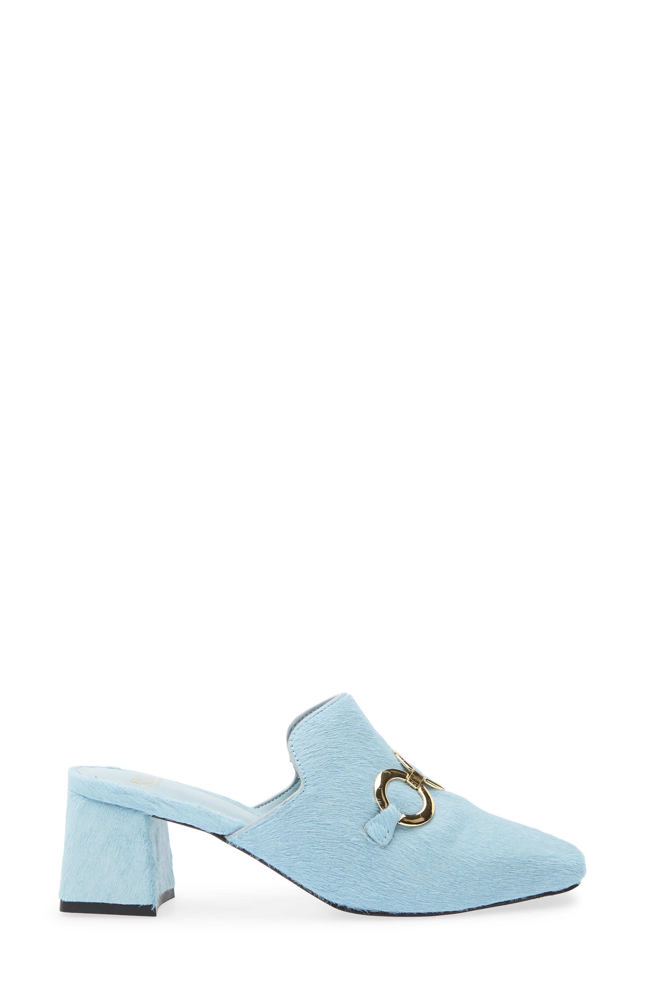 Natty Genuine Calf Hair Heeled Mule, Alternate, color, LIGHT BLUE