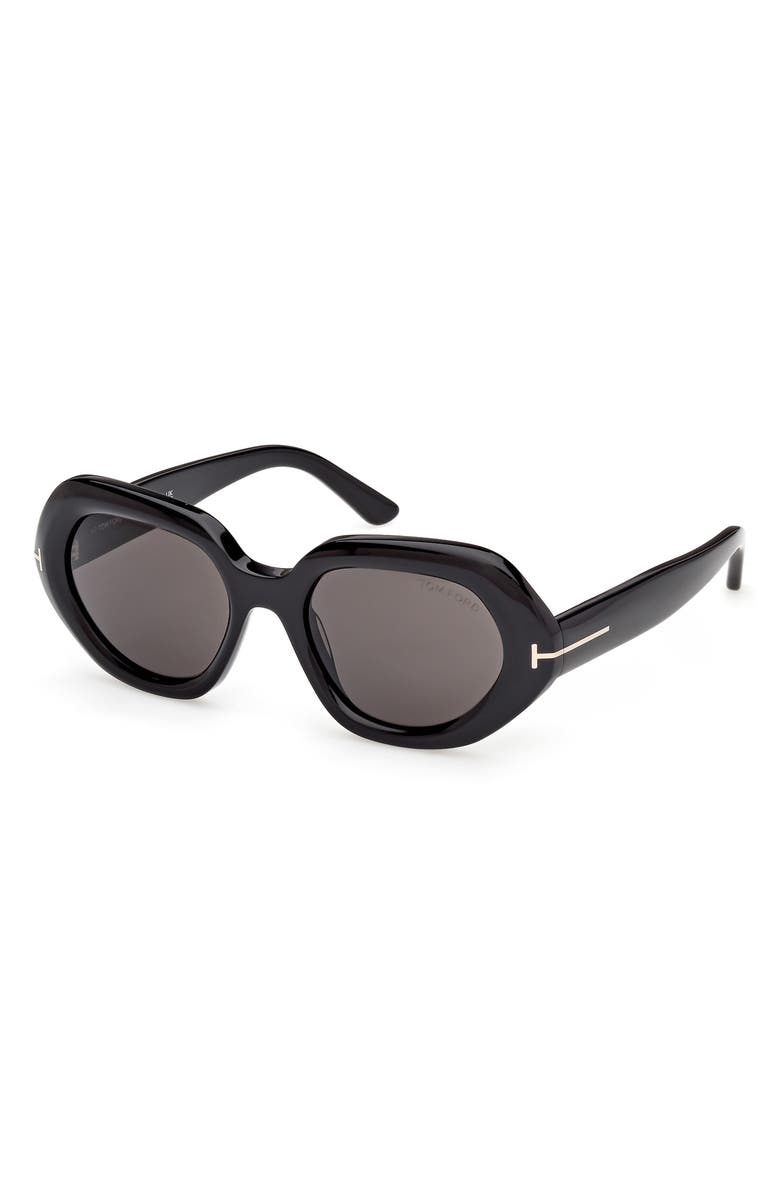 TOM FORD 51mm Geometric Sunglasses, Alternate, color, Shiny Black / Smoke