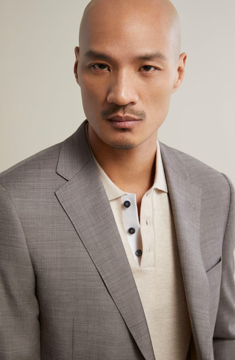 Samuelsohn Tan Wool Sharkskin Suit, Alternate, color, 