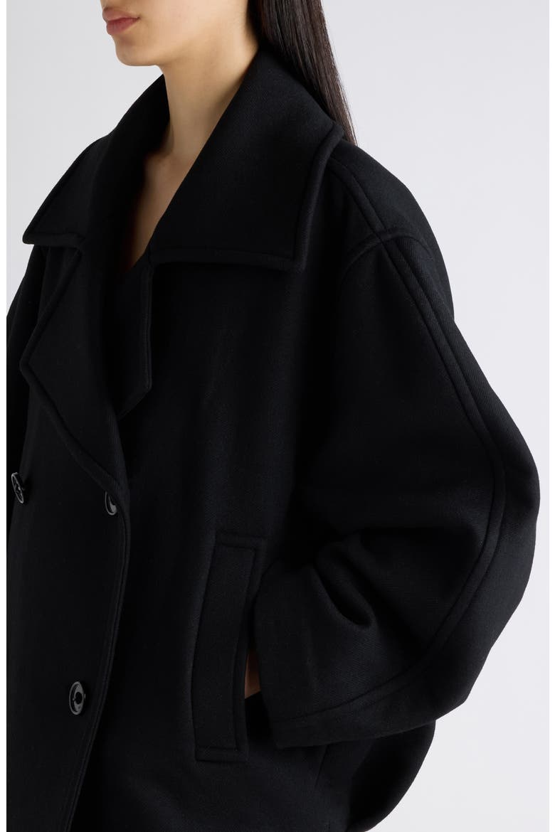Short Wool Blend Cocoon Coat, Alternate, color, 1000 BLACK