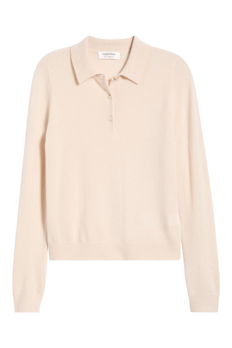 Cashmere Polo Sweater, Alternate, color, BEIGE BEACH