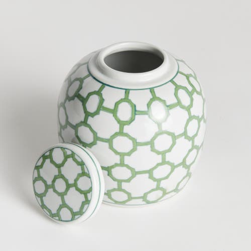 Napa Home & Garden 5.5" Imperial Link Chinoiserie Green & White Porcelain Lidded Jar Accent Piece In Green