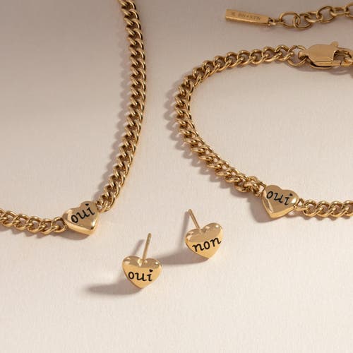Alex And Ani Oui Non Heart Inline Bracelet In Gold