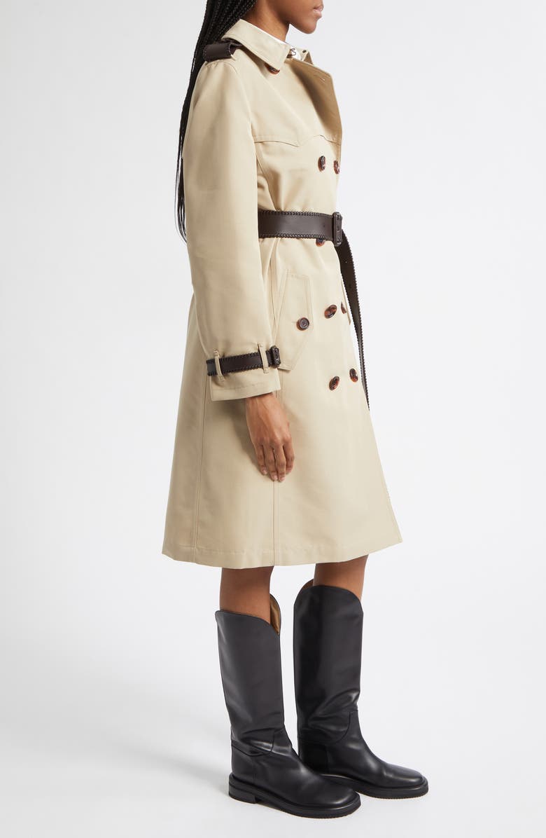 Burberry Foxfield Silk & Cotton Trench Coat, Alternate, color, Oatmeal Beige