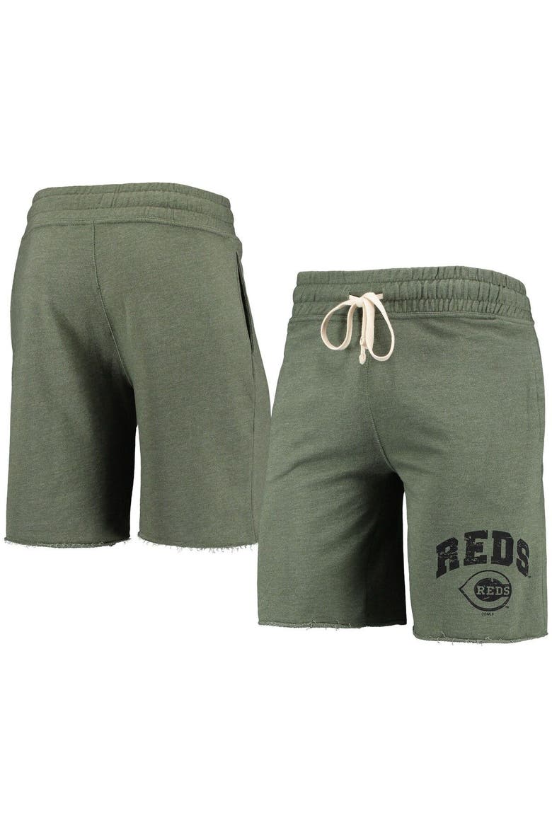 Men's Concepts Sport Heathered Olive Cincinnati Reds Mainstream Tri-Blend Shorts, Main, color, Green