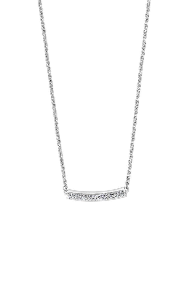Sterling Silver Pavé Diamond Bar Pendant Necklace - 0.10ct., Main, color, SILVER