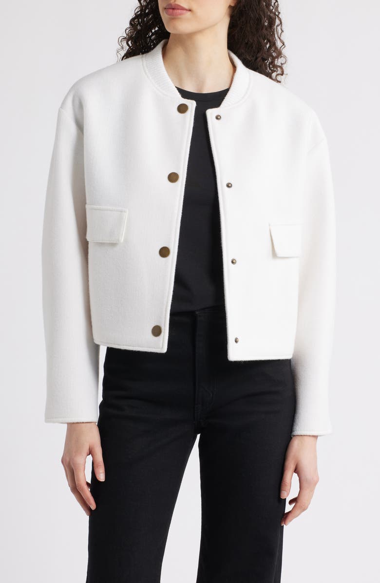 Bernardo Felt Crop Jacket, Alternate, color, Cream