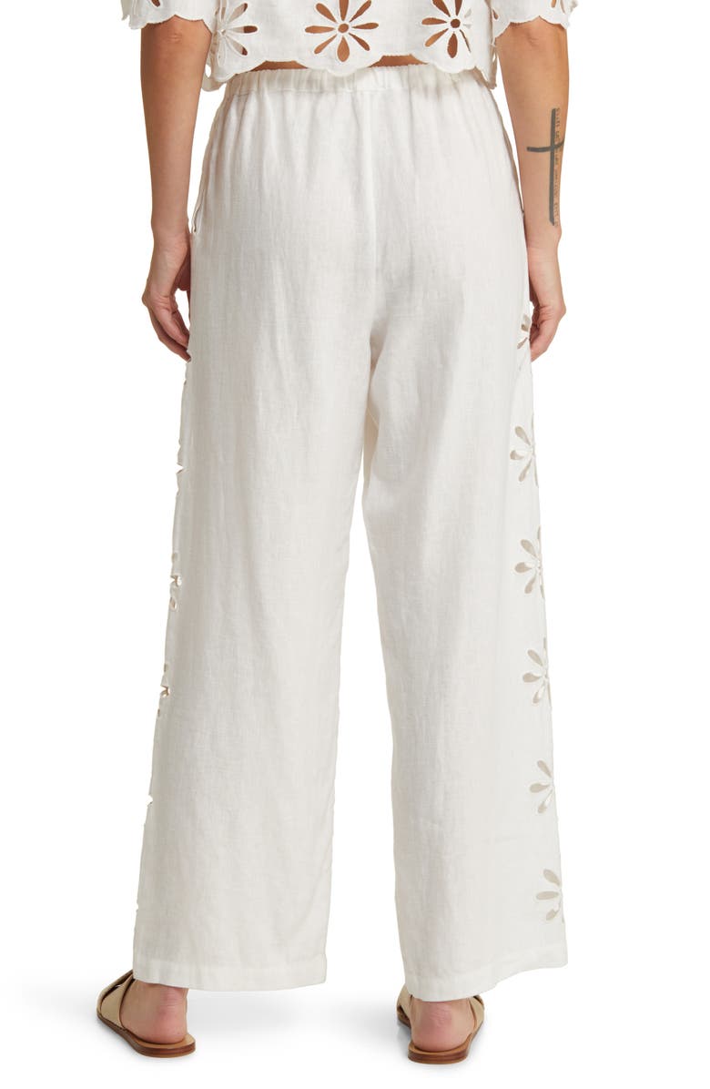 Rails Emmie Eyelet Drawstring Wide Leg Linen Pants, Alternate, color, White Eyelet