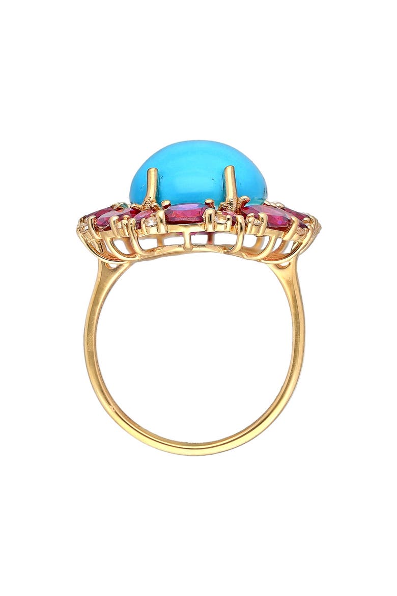 Turquoise Cluster Ring, Alternate, color, BLUE