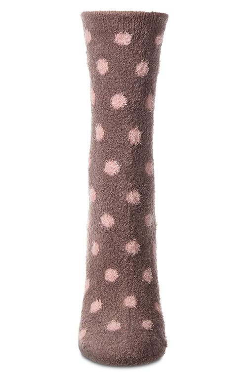 Memoi Polka Dot Lavender Infused Crew Socks In Brown