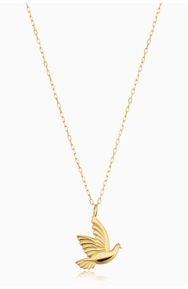 Oradina 14K Yellow Gold Freedom Dove Necklace, Main, color, Yellow Gold