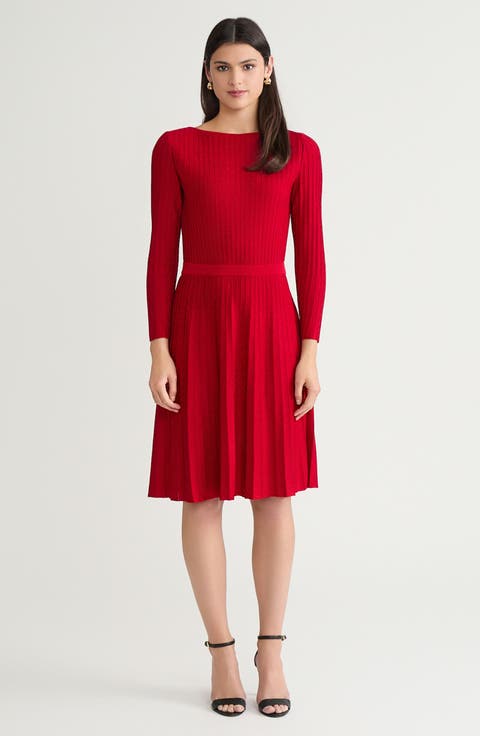 Fit-N-Flare Tonal Stitch Knit Dress