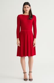 Ming Wang Fit-N-Flare Tonal Stitch Knit Dress