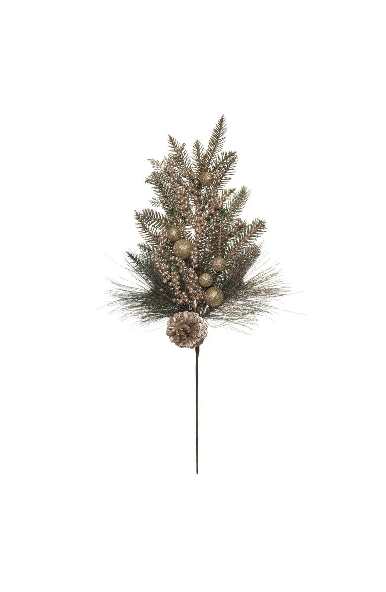 Transpac Multicolor Christmas Pine Spray with Golden Accents for Decor, Main, color, Green