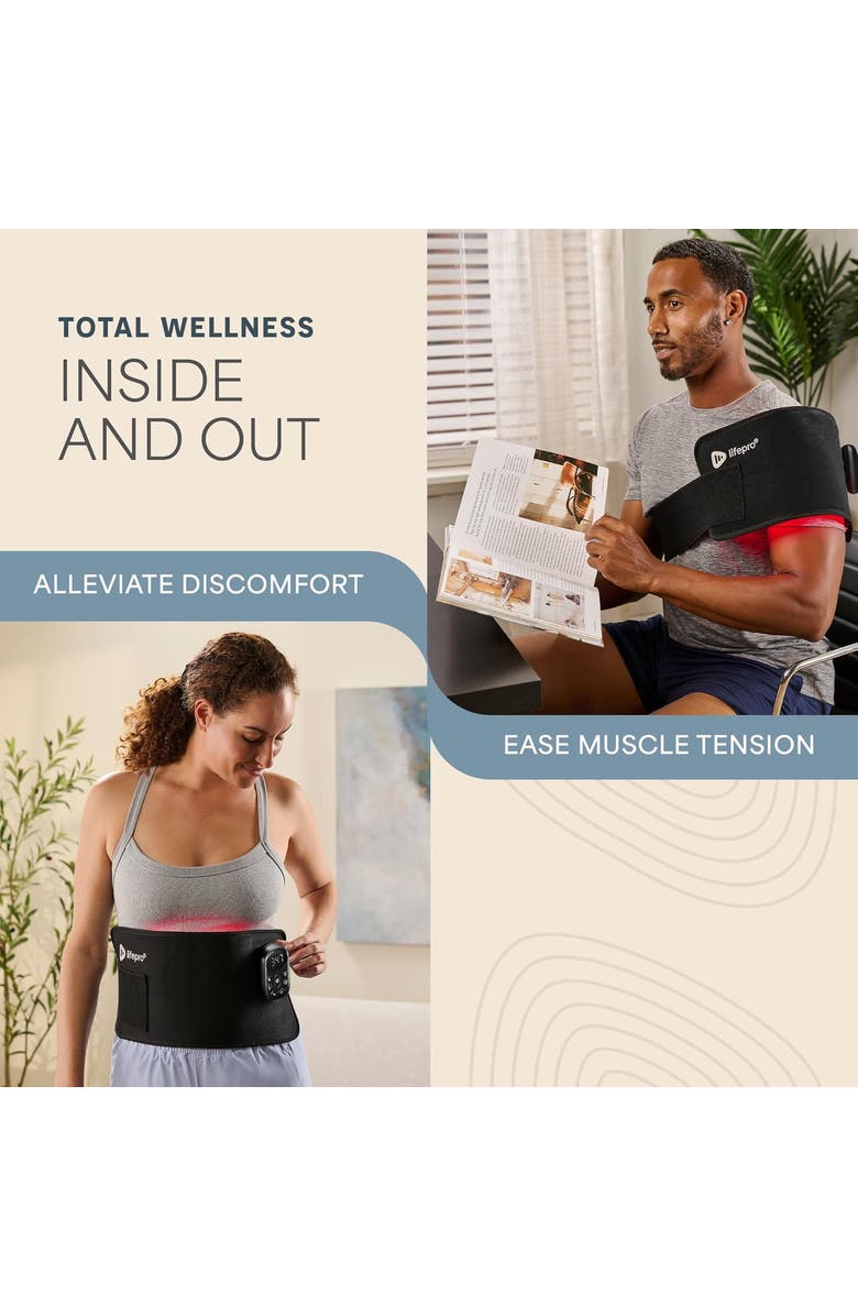 Lifepro Allevared Mini Red Light Therapy Belt Mini 660nm & 850nm Infrared Red Light, Alternate, color, Black