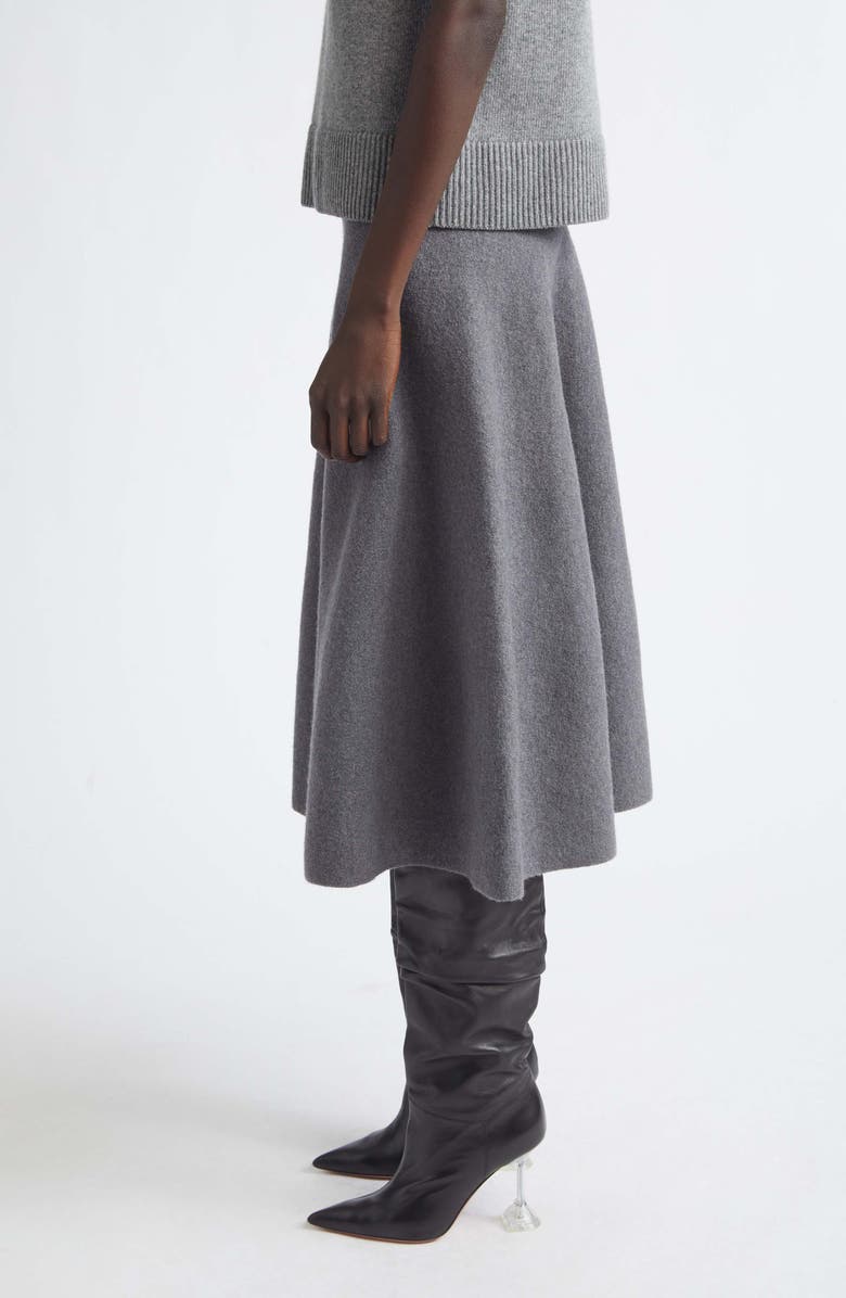 Brandon Maxwell The Miller Structured Virgin Wool Knit Skirt, Alternate, color, Heather Grey