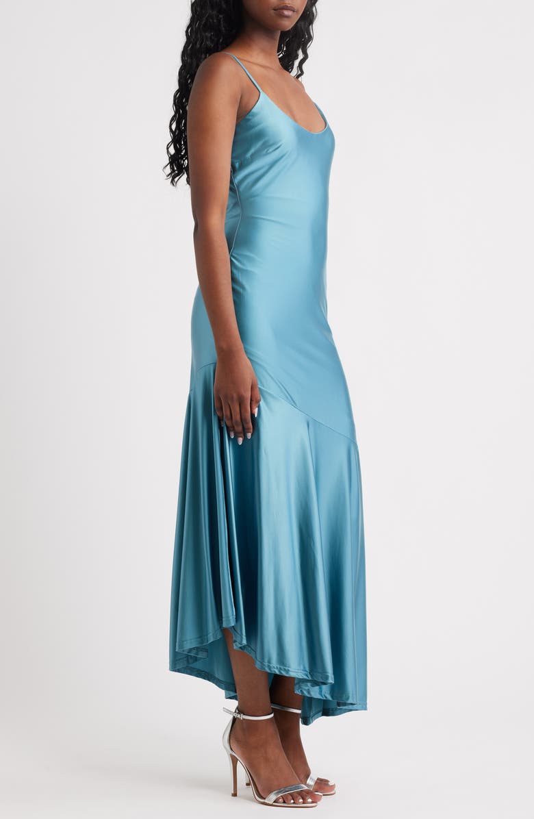 Rare London Bias Cut Liquid Satin Gown, Alternate, color, Blue