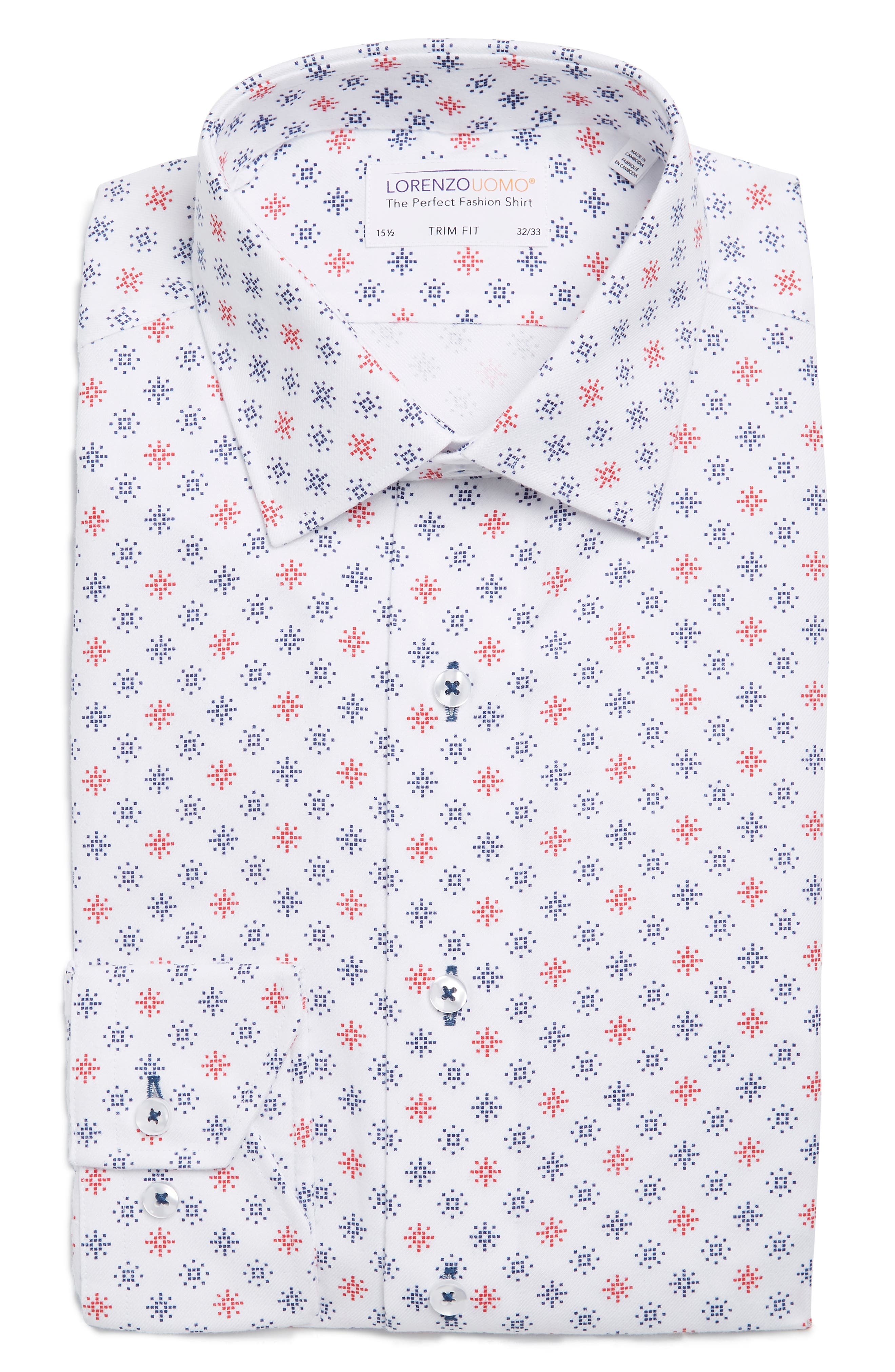 Lorenzo Uomo Printed Trim Fit Dress Shirt