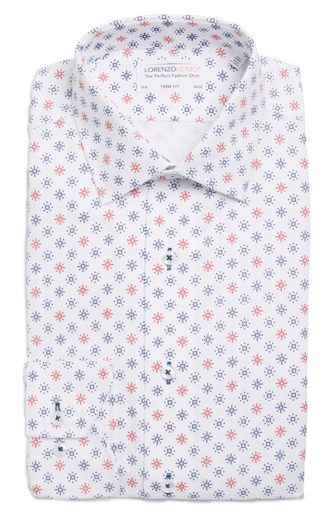 Printed Trim Fit Dress Shirt