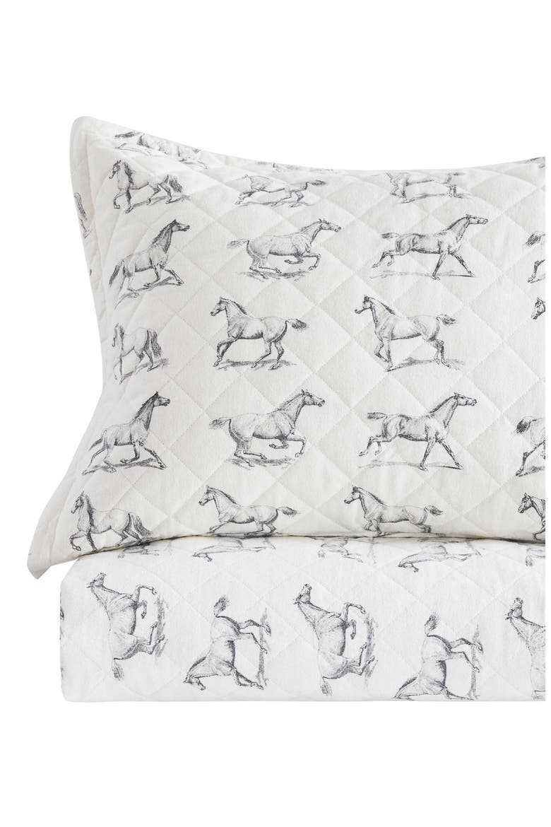 Horse Flannel Quilt & Sham Set, Alternate, color, GREY