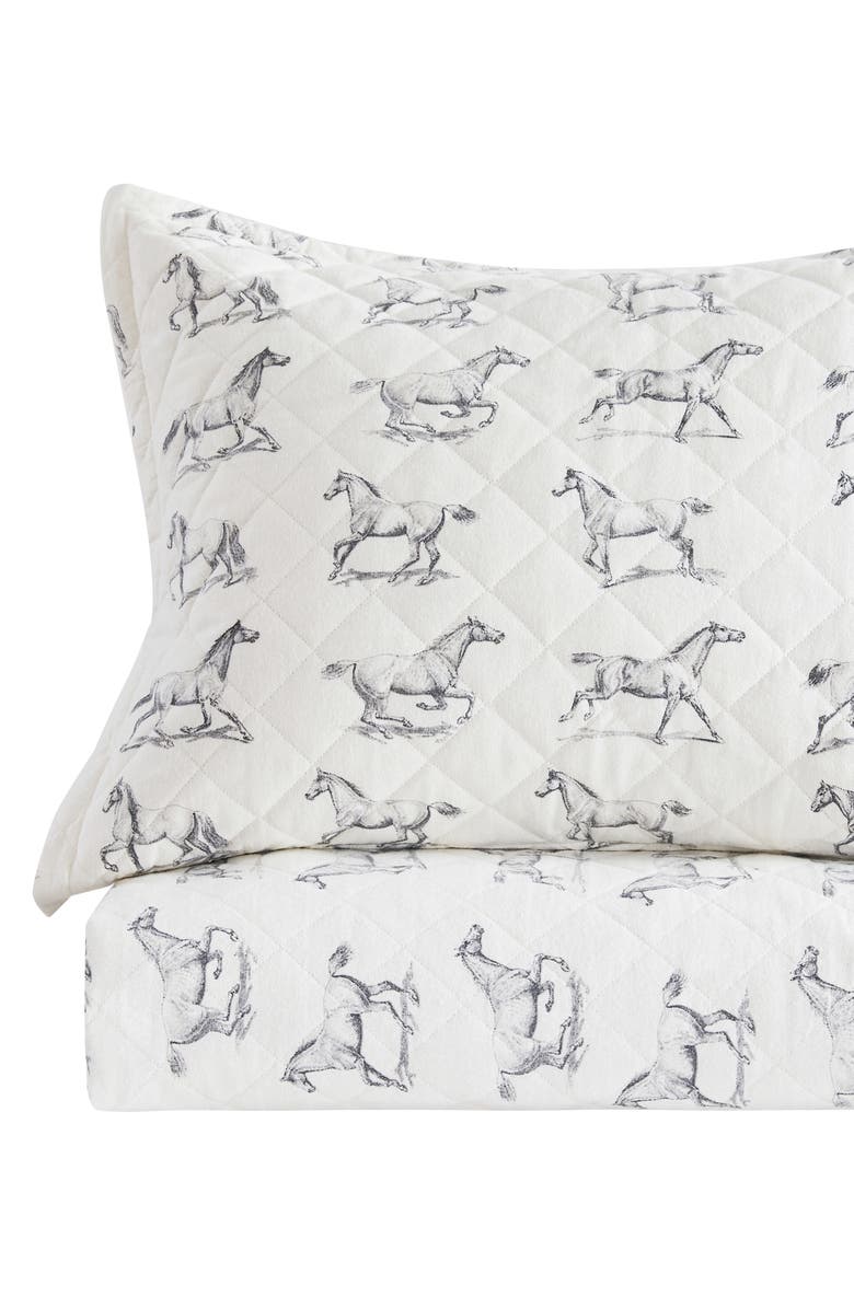 MELANGE HOME Horse Flannel Quilt & Sham Set, Alternate, color, Grey