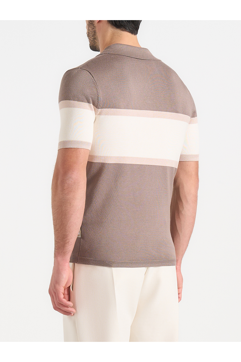 Enzo Colour Block Polo, Alternate, color, Mushroom