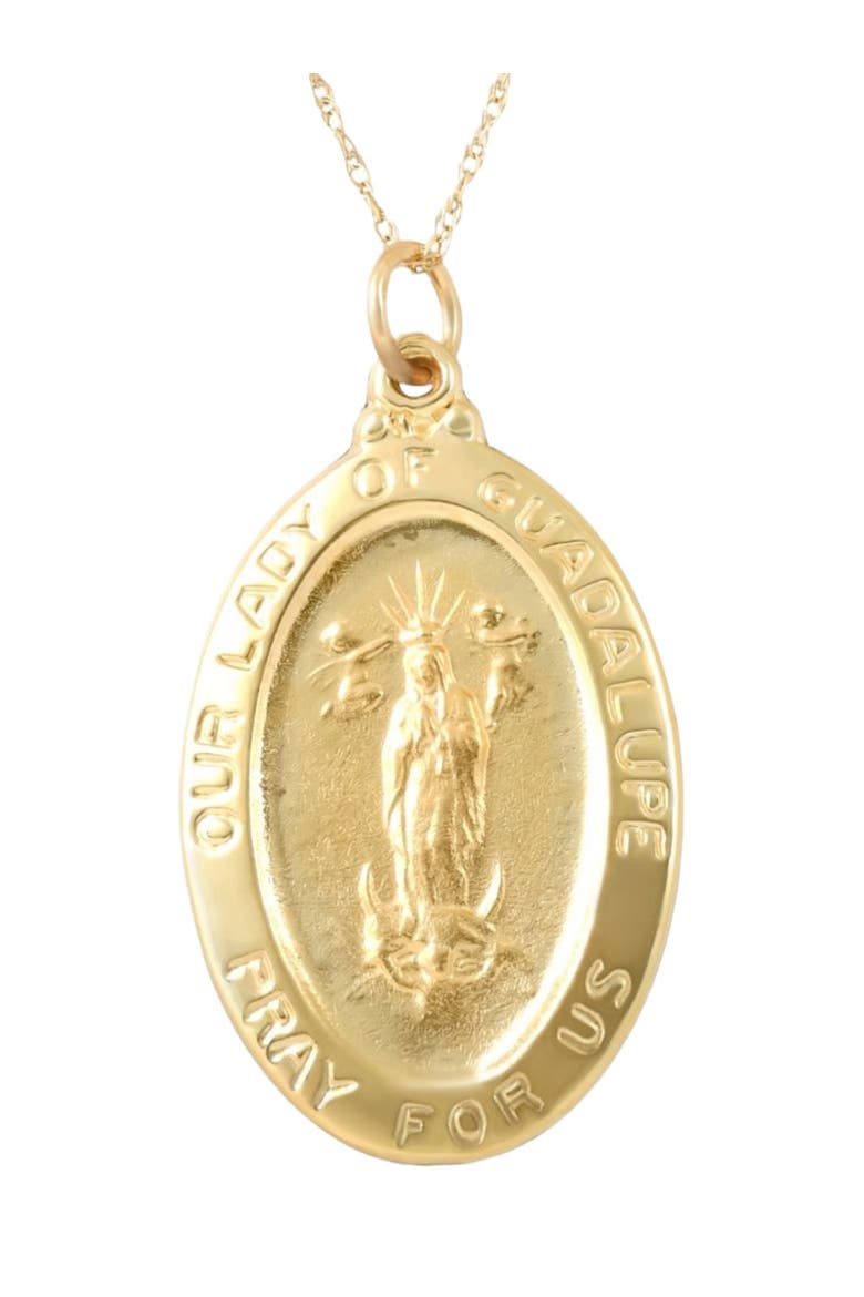 14k Gold Lady Of Guadalupe Medal Pendant  1" Tall 4 Grams, Main, color, Yellow Gold