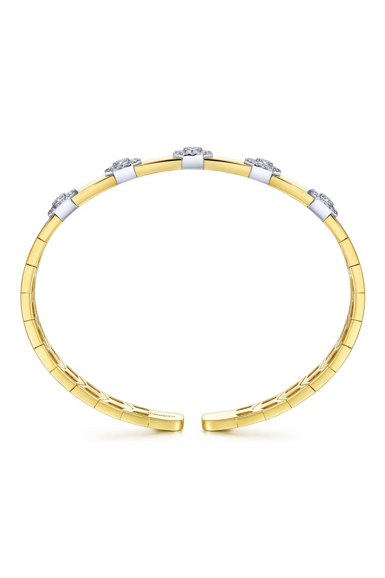 Demure 14K Gold & Diamond Cuff Bracelet, Alternate, color, 14K YELLOW/ WHITE GOLD