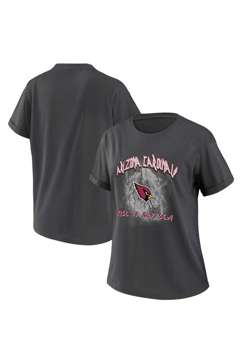Women's WEAR by Erin Andrews Charcoal Arizona Cardinals Boyfriend T-Shirt, Alternate, color, Charcoal
