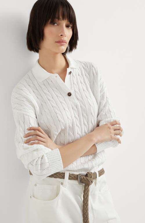 Brunello Cucinelli Dazzling Cables Sweater In White