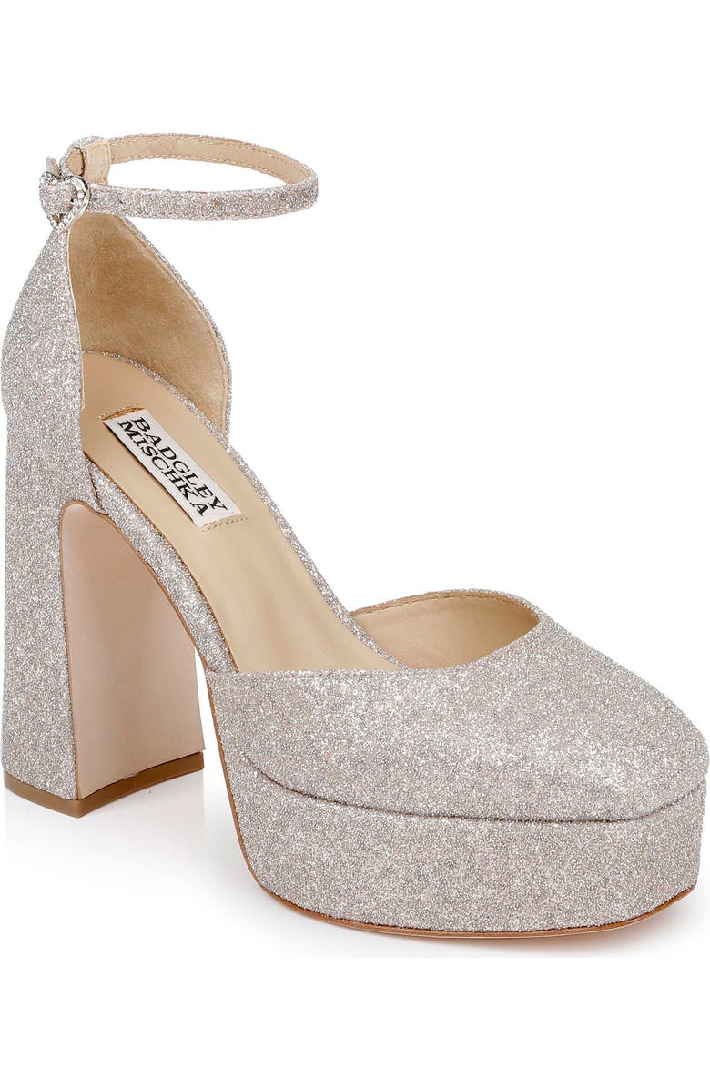 Badgley Mischka Collection Jayda Ankle Strap Platform Pump, Main, color, Champagne Glitter