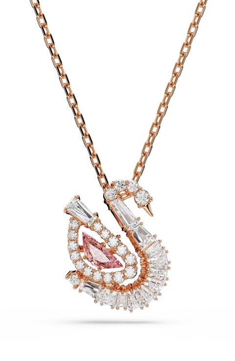 Crystal Swan Pendant Necklace