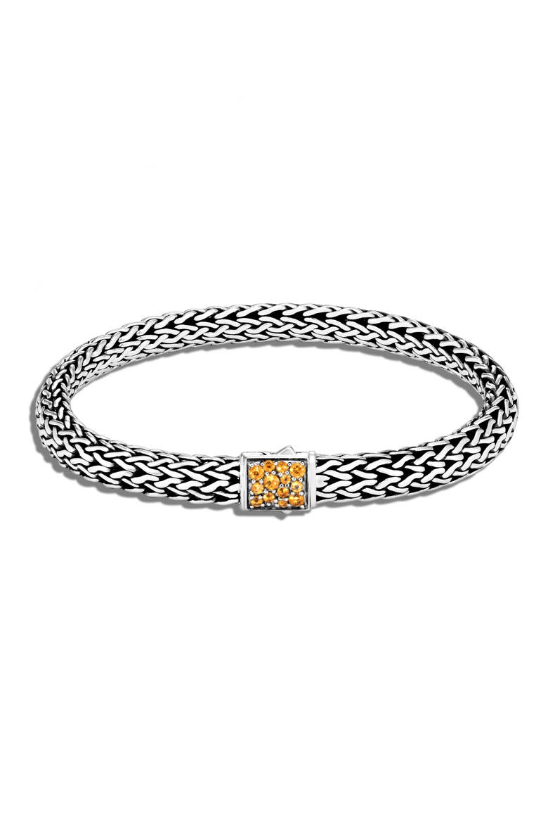 Reversible Icon Bracelet, Sterling Silver, Pavé, 6.5mm, Alternate, color, BLACK SAPPHIRE/ CITRINE