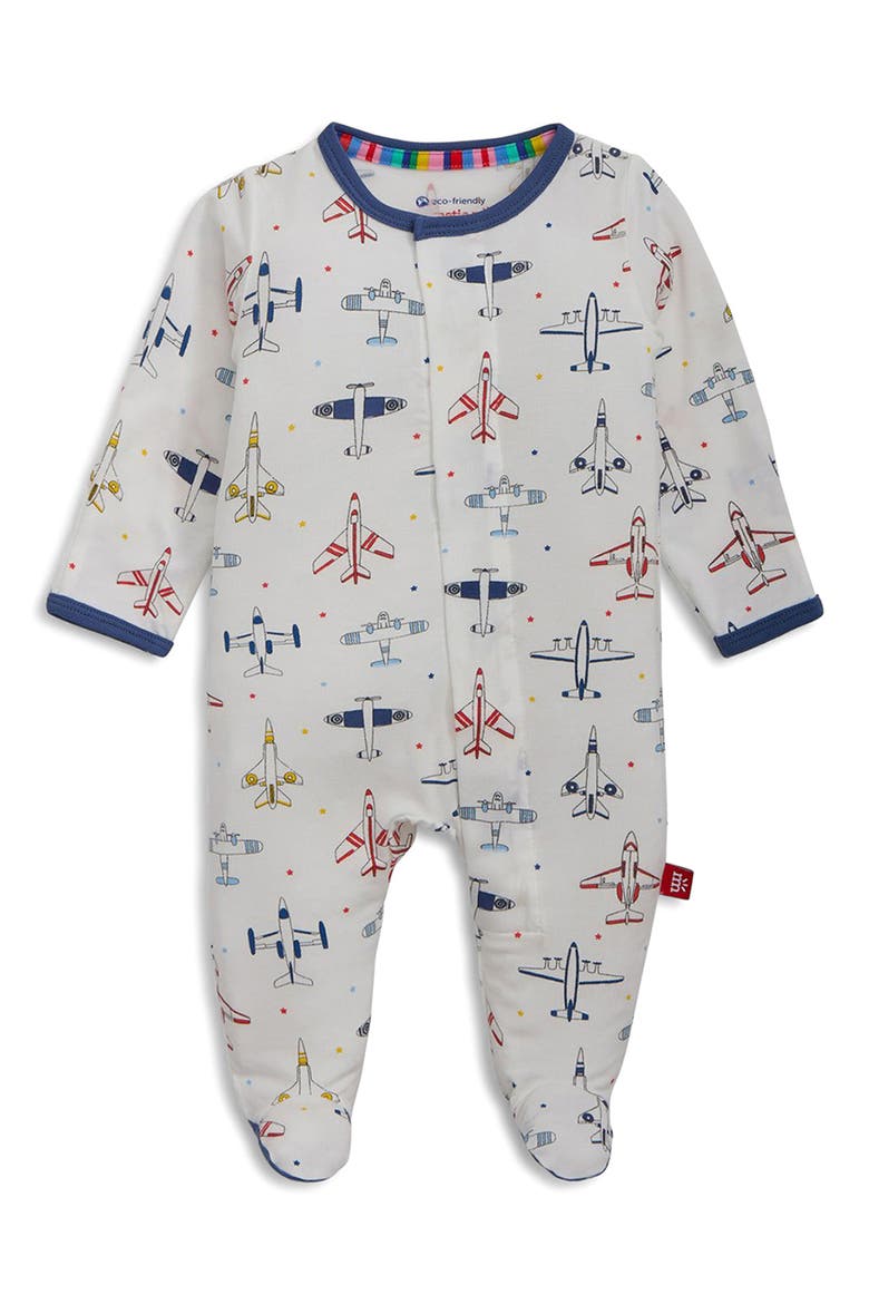 Just Plane Fun Magnetic Footie, Main, color, WHITE