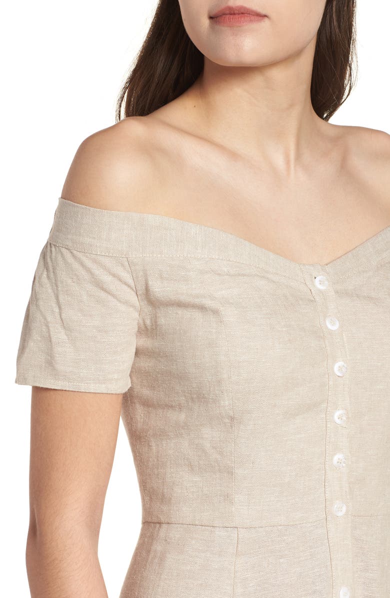 WAYF Perry Linen Blend Midi Dress, Alternate, color, 