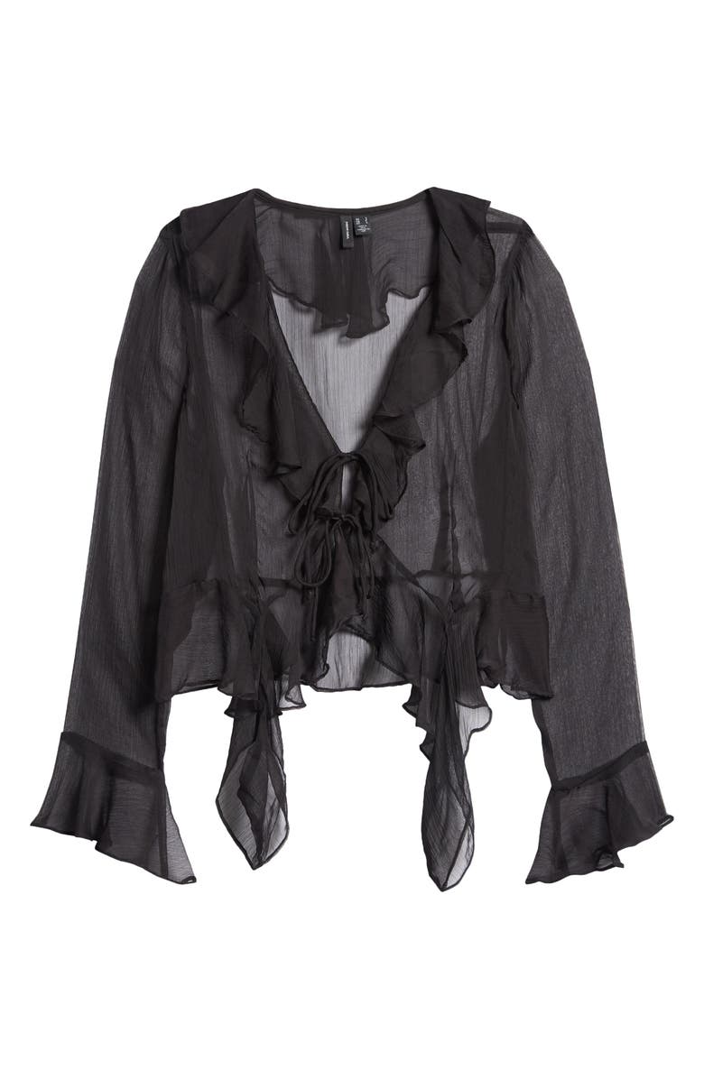 VERO MODA Millia Ruffle Tie Front Chiffon Top, Alternate, color, 