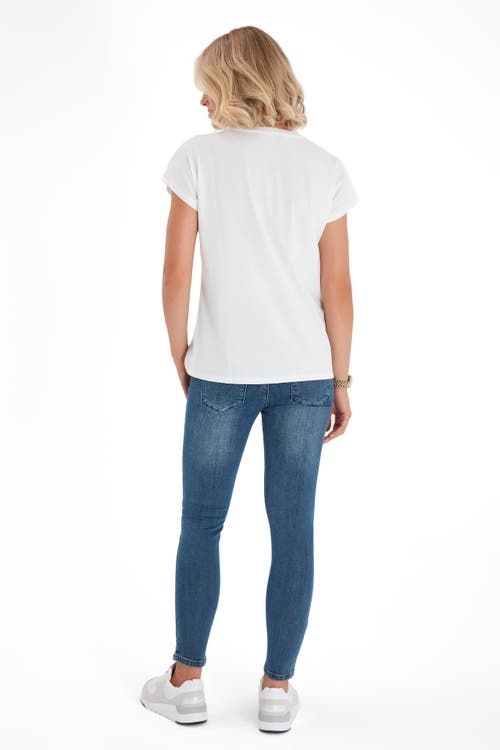 Accouchée Crossover Short Sleeve Cotton Maternity/nursing Top In White