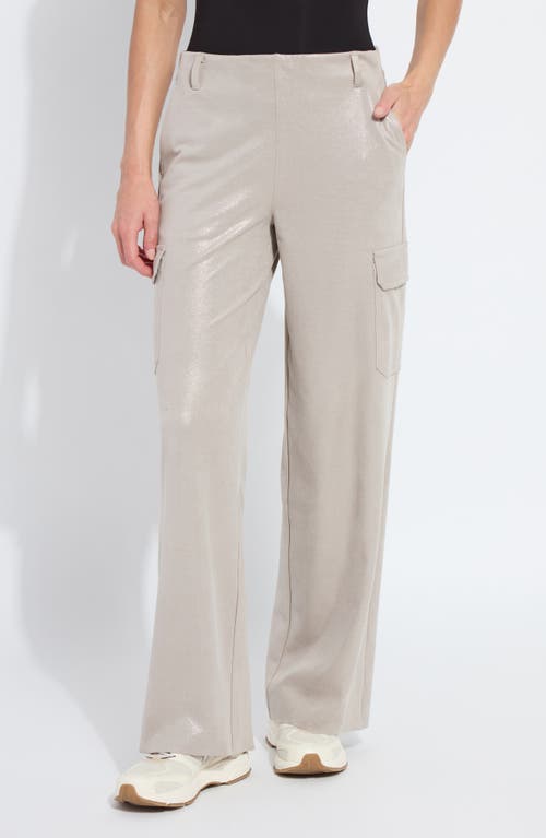 Lyssé Callie Patent Foil Vegan Suede Cargo Pant In Gray