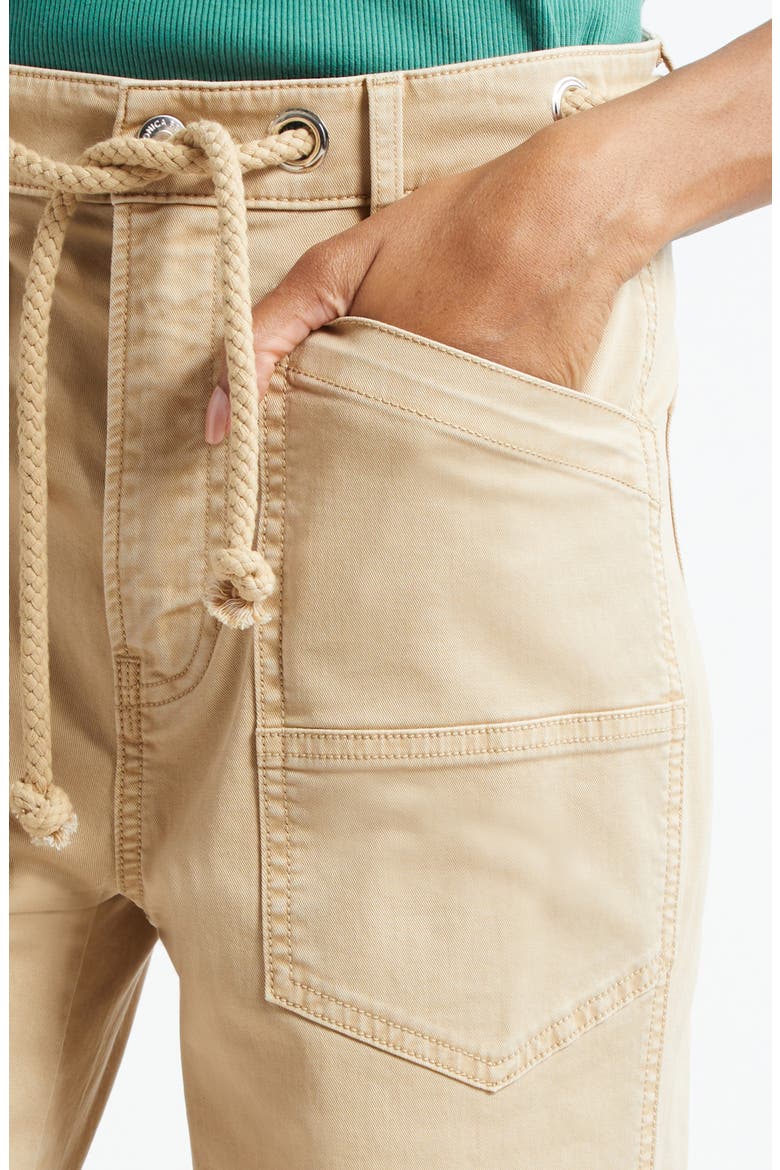 Heather Rope Drawstring Stretch Cotton Blend Pants, Alternate, color, STONE KHAKI