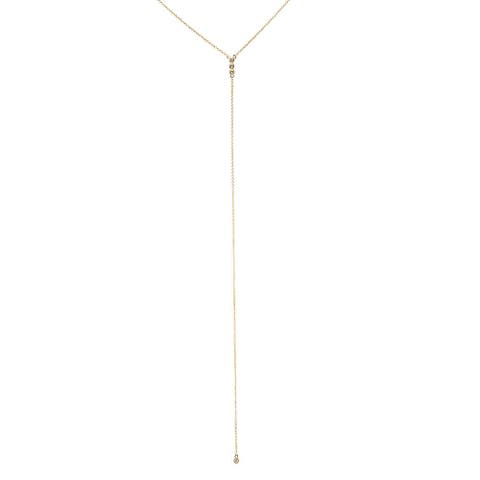 Triple Diamond Bezel Lariat Necklace 14K