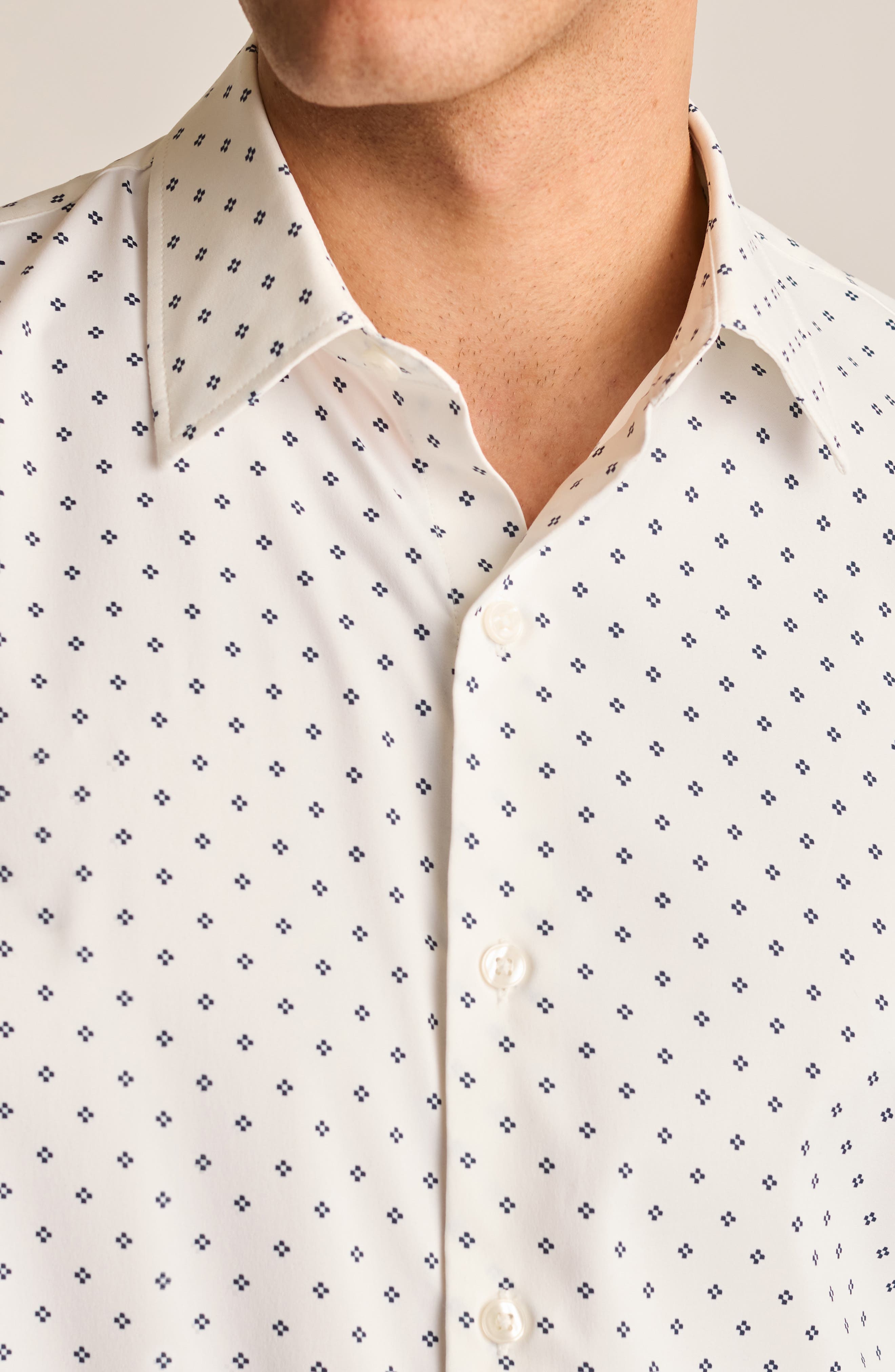 Tech Diamond Print Short Sleeve Performance Button-Up Shirt - image 2