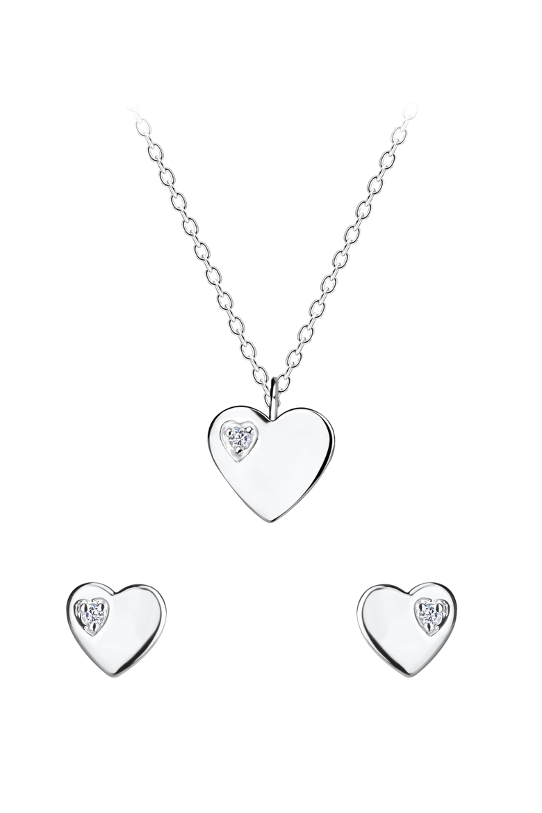 Sterling Silver Heart Jewelry Set in Signature Gift Box, Alternate, color, Silver