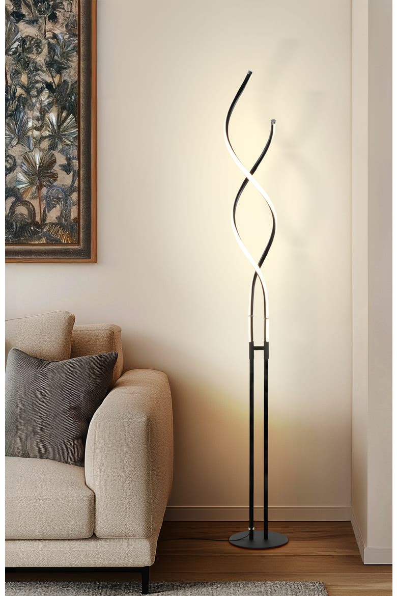 Embrace 60" LED Industrial 2-in-1 Table and Floor Lamp with Built-In Light Dimmer, Adjustable Height, Alternate, color, Classic Black