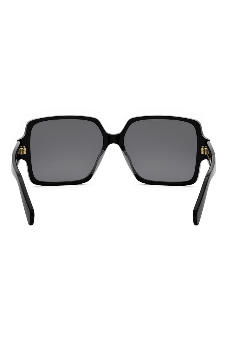 Triomphe 60mm Square Sunglasses, Alternate, color, SHINY BLACK / SMOKE