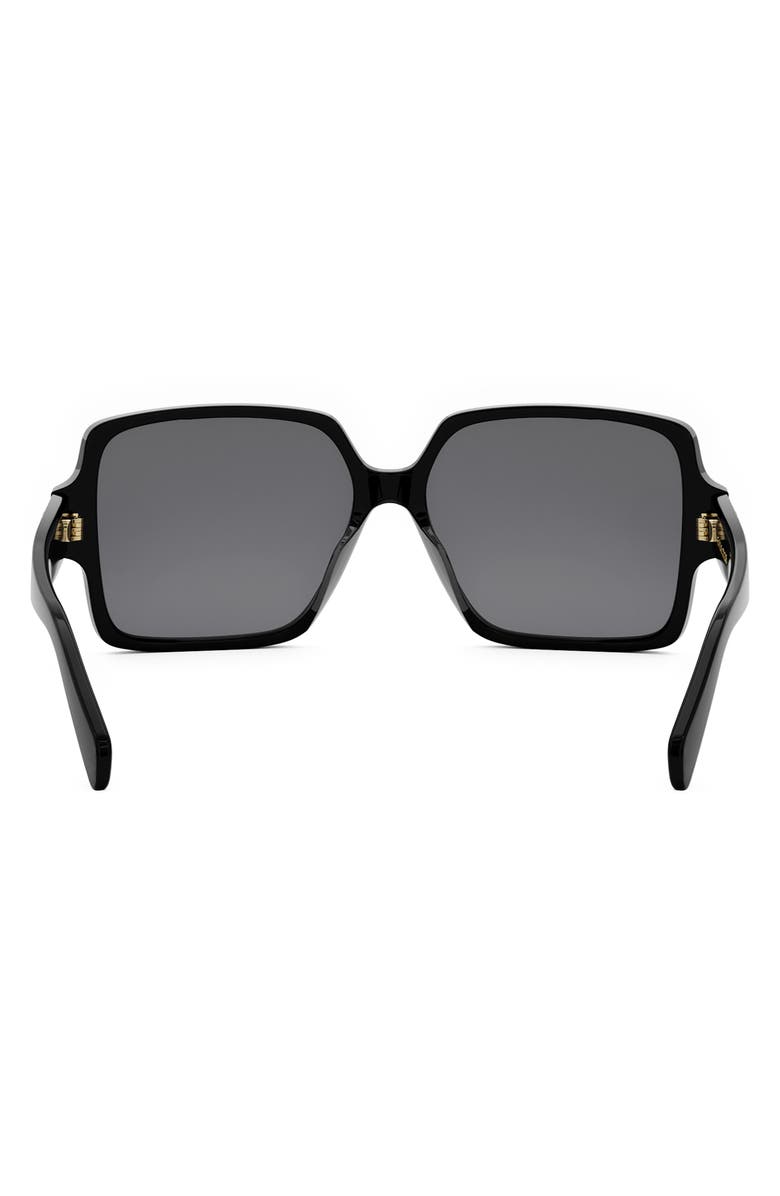 CELINE Triomphe 60mm Square Sunglasses, Alternate, color, Shiny Black / Smoke