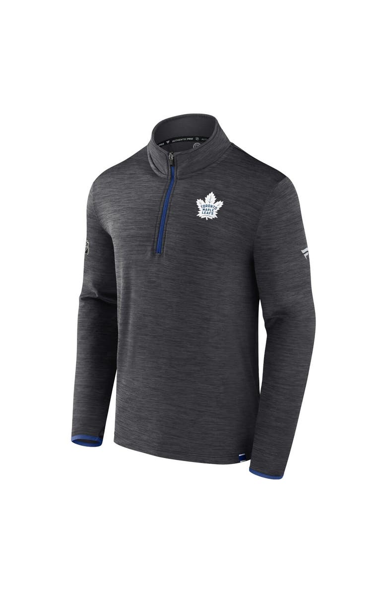 FANATICS Men's Fanatics Branded  Heather Charcoal Toronto Maple Leafs Authentic Pro Quarter-Zip Pullover Top, Alternate, color, 
